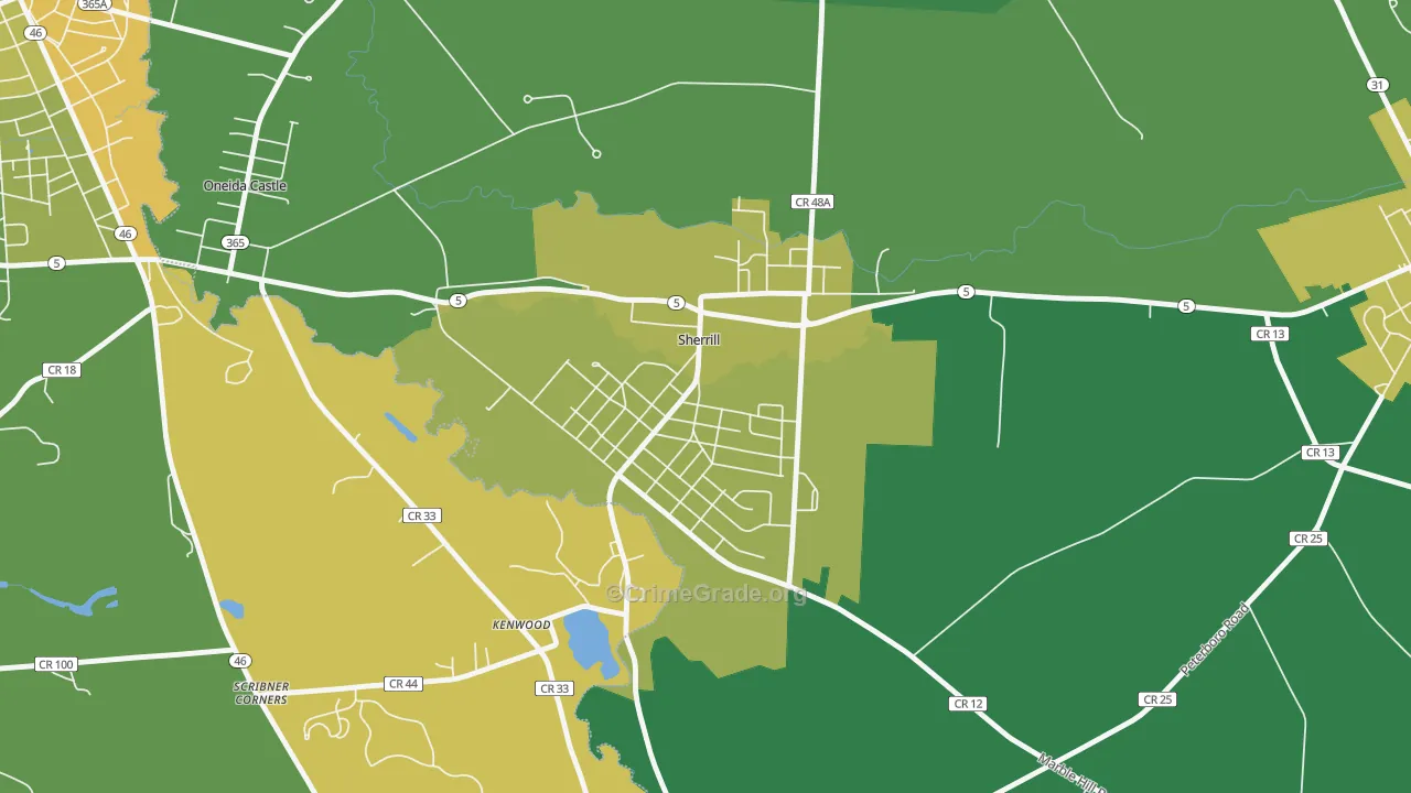 Sherrill, NY Map of Murder Rates
