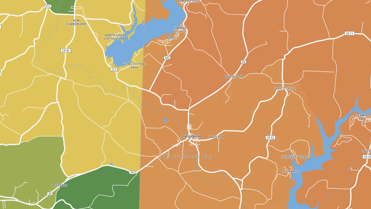Sherrodsville, OH Map of Murder Rates