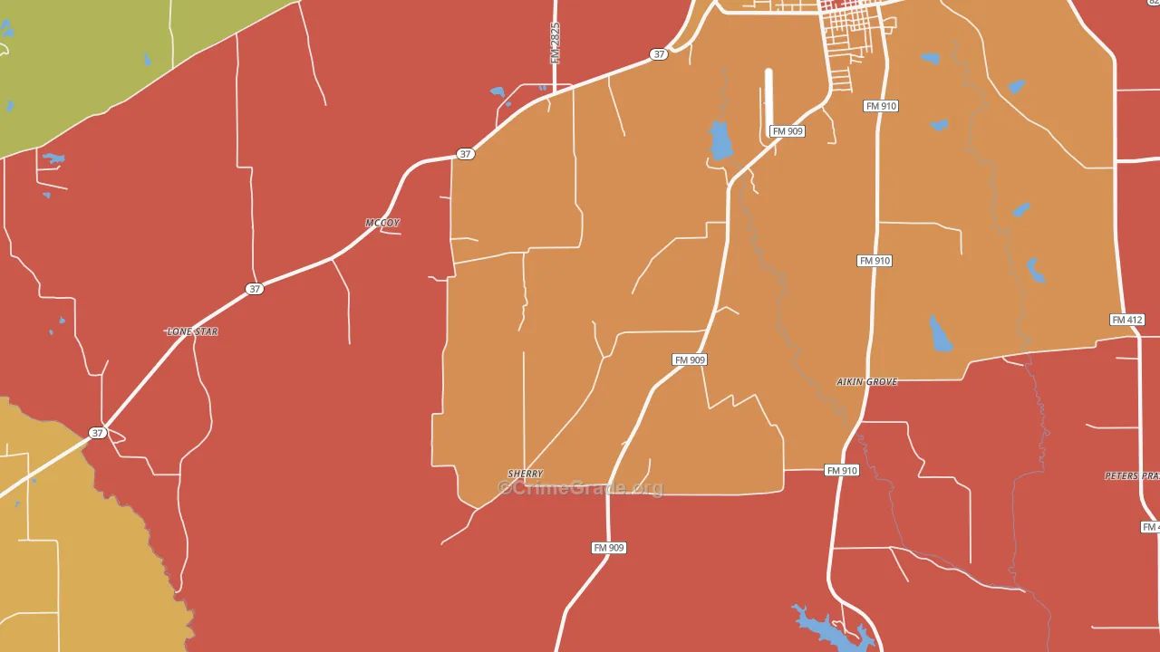 Sherry, TX Map of Murder Rates