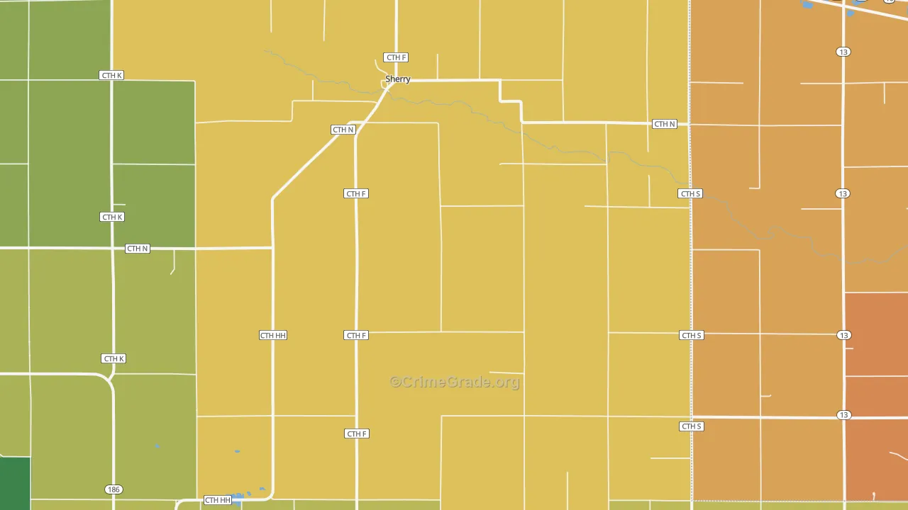 Sherry, WI Map of Murder Rates