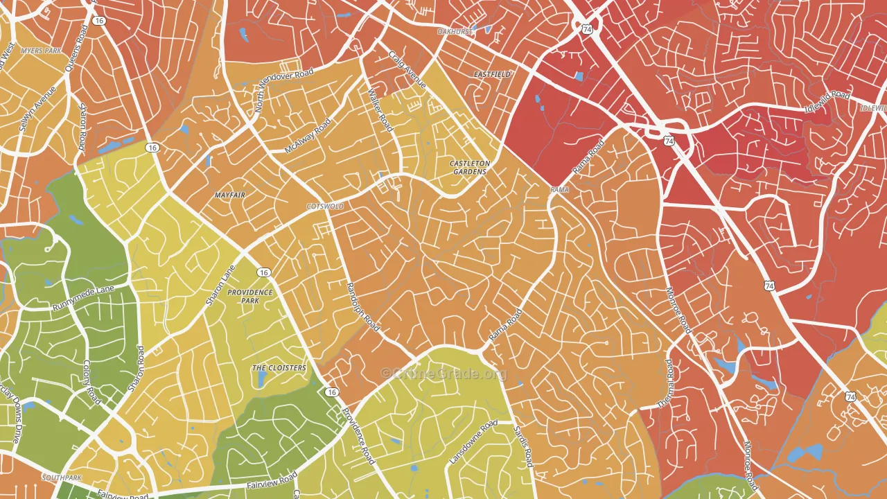 Sherwood Forest, Charlotte, NC Map of Murder Rates
