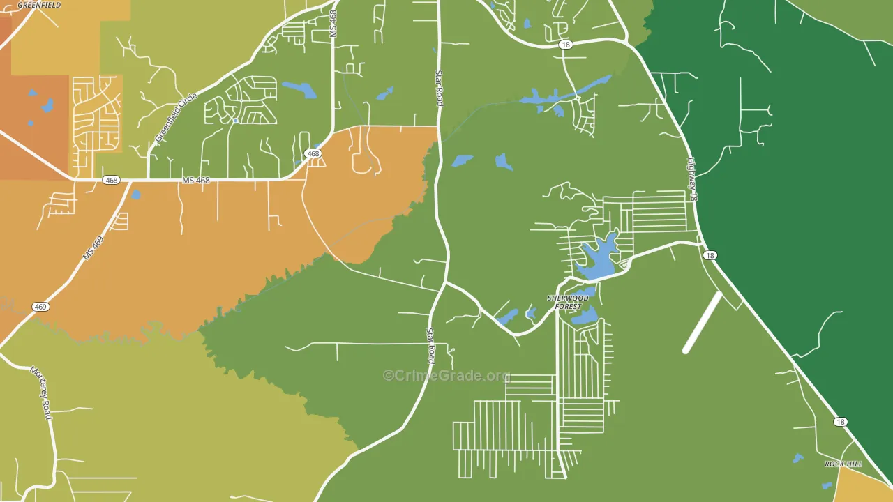Sherwood Forest, MS Map of Murder Rates