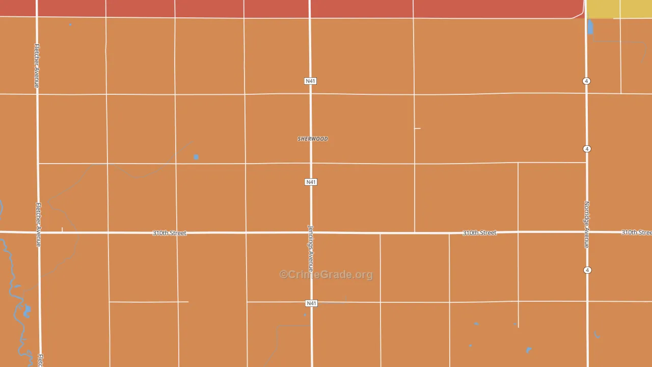 Sherwood, IA Map of Murder Rates