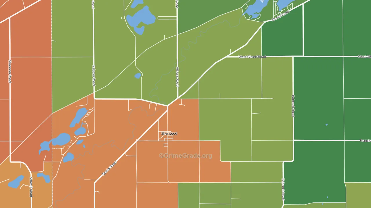 Sherwood, MI Map of Murder Rates