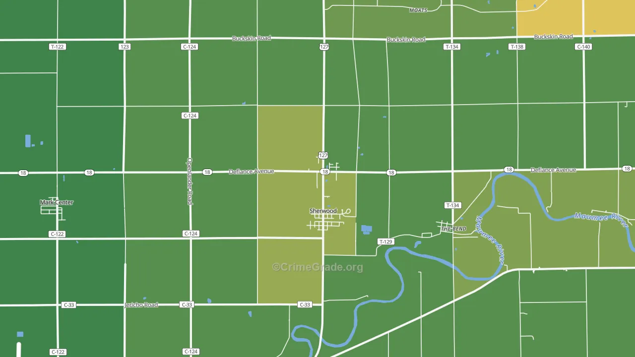 Sherwood, OH Map of Murder Rates