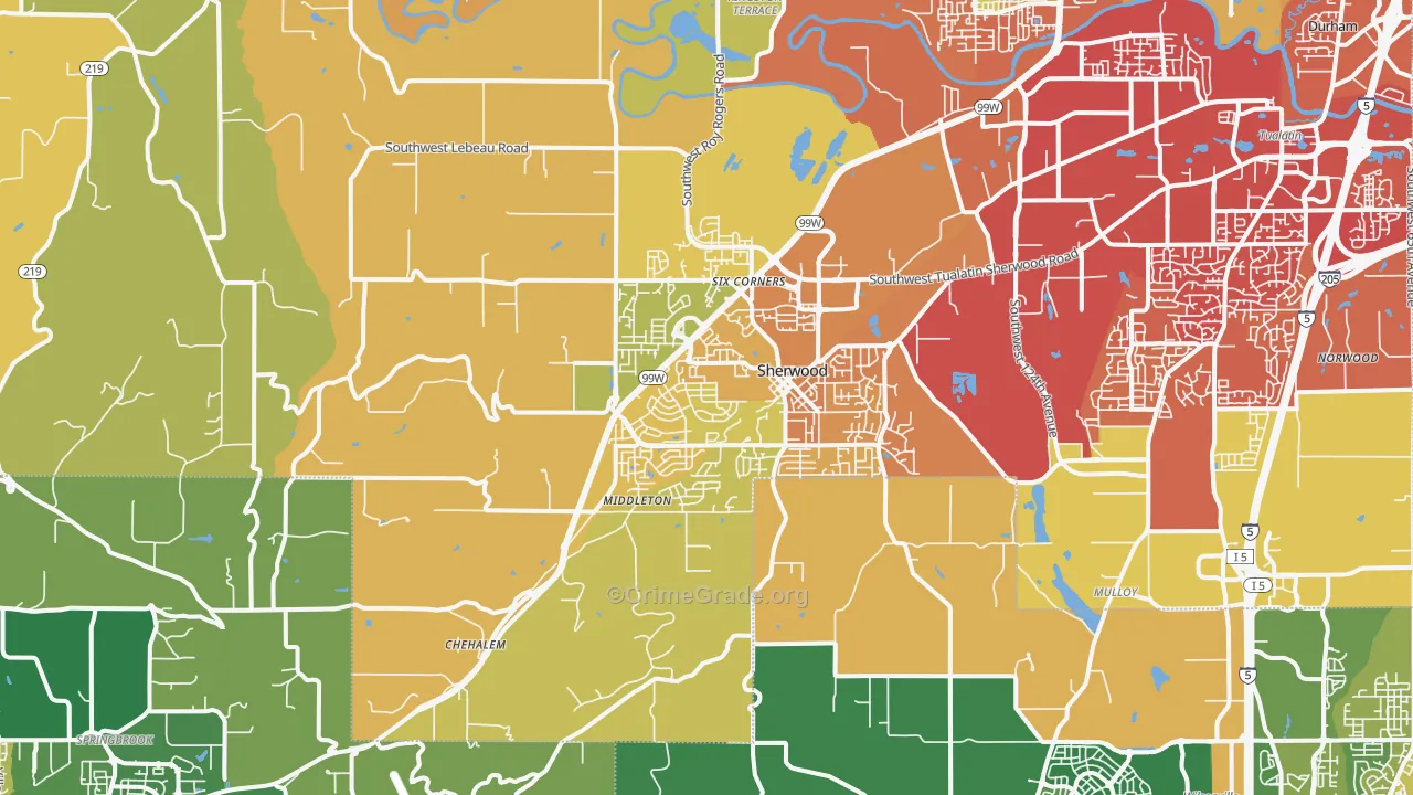 Sherwood, OR Map of Murder Rates
