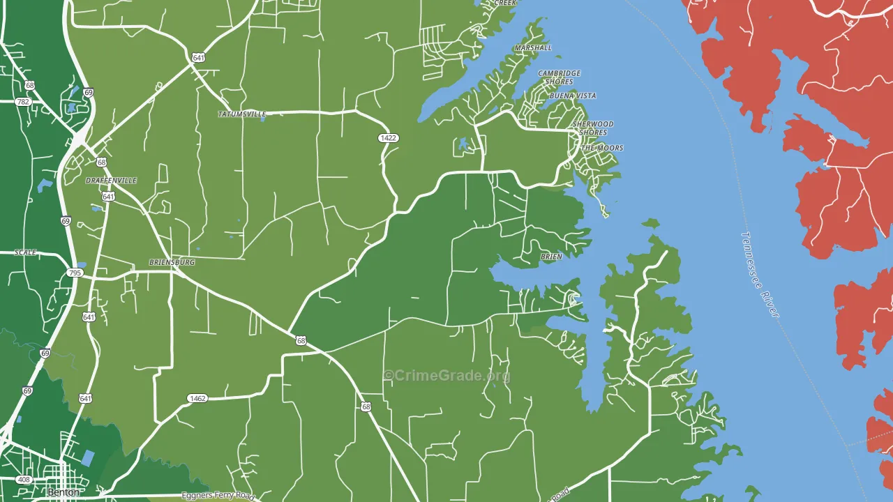 Sherwood Shores, KY Map of Murder Rates