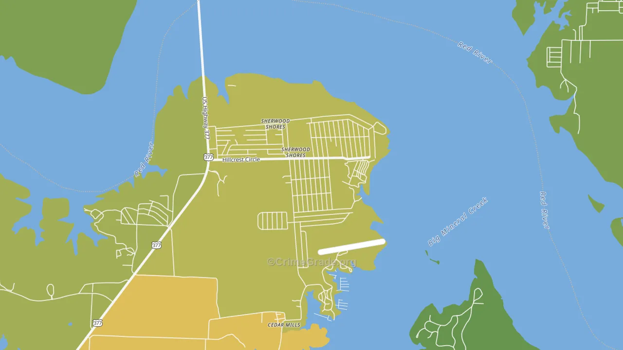 Sherwood Shores, TX Map of Murder Rates