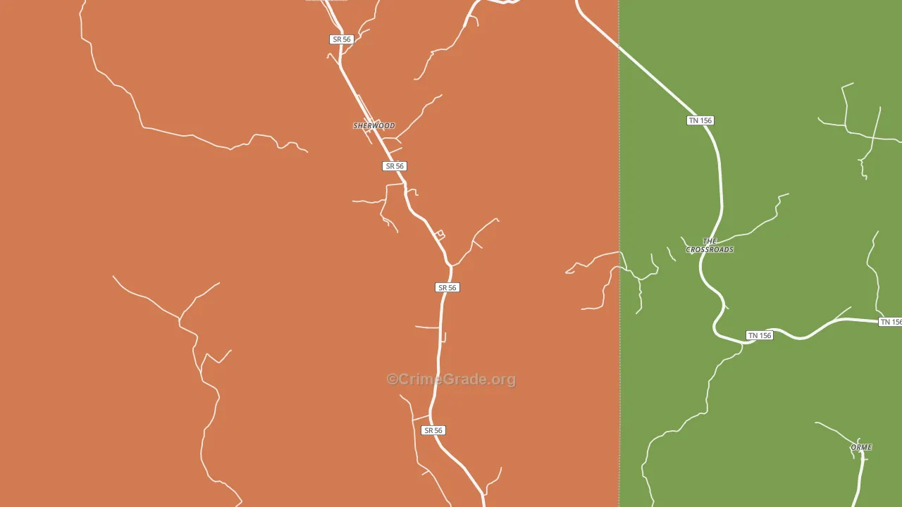 Sherwood, TN Map of Murder Rates