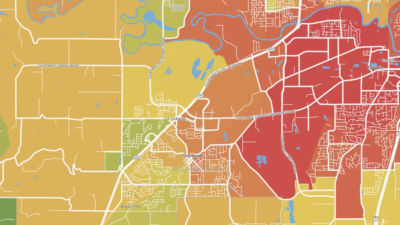 Sherwood-Tualatin North, Sherwood, OR Map of Murder Rates
