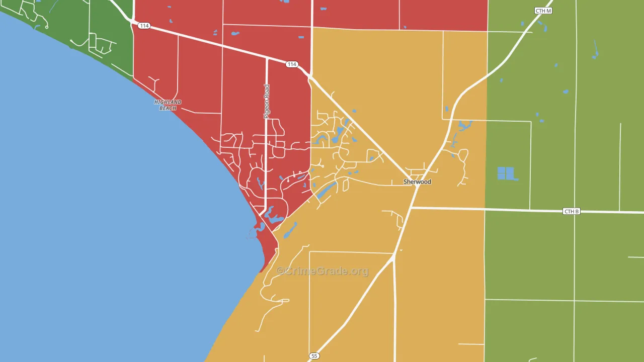 Sherwood, WI Map of Murder Rates