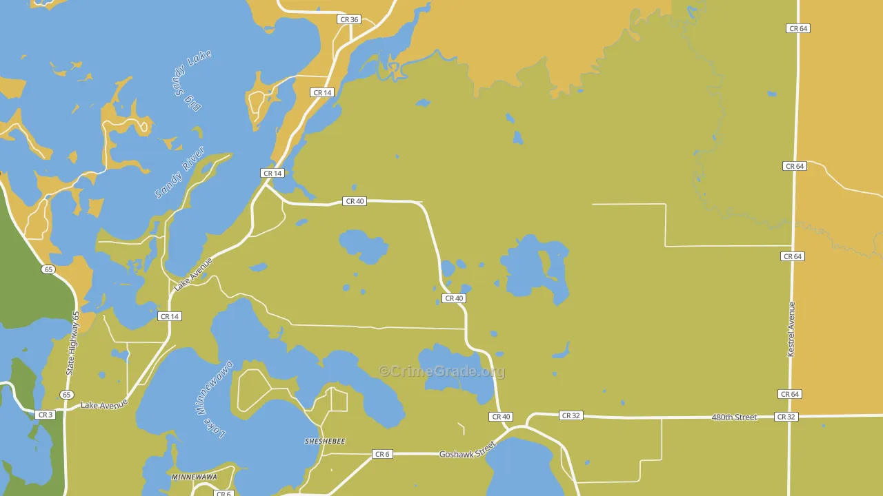 Sheshebee, MN Map of Murder Rates