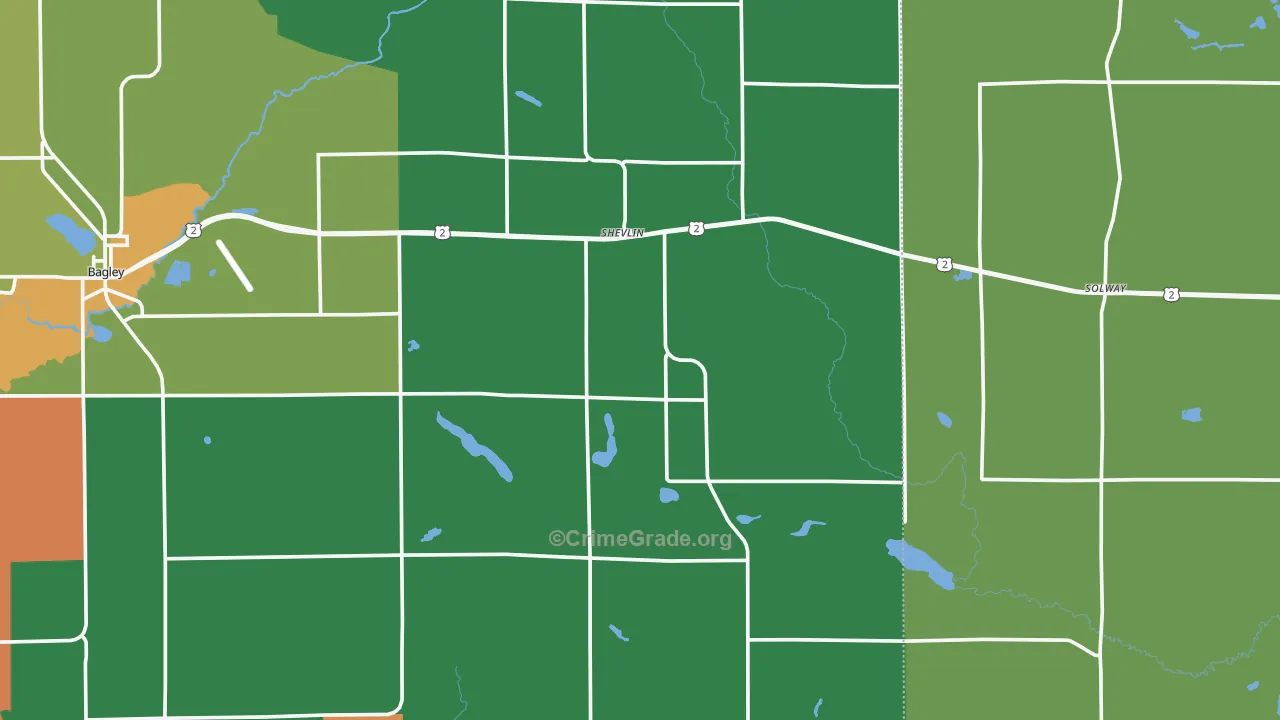 Shevlin, MN Map of Murder Rates