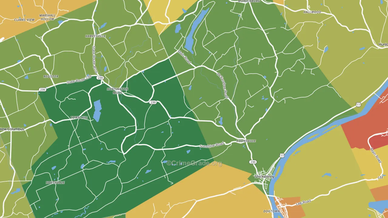Shickshinny, PA Map of Murder Rates