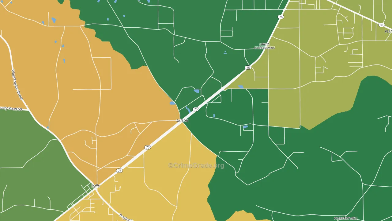 Shiloh, AL Map of Murder Rates