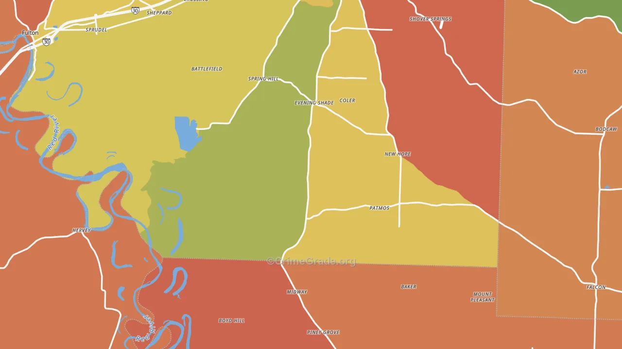Shiloh, AR Map of Murder Rates