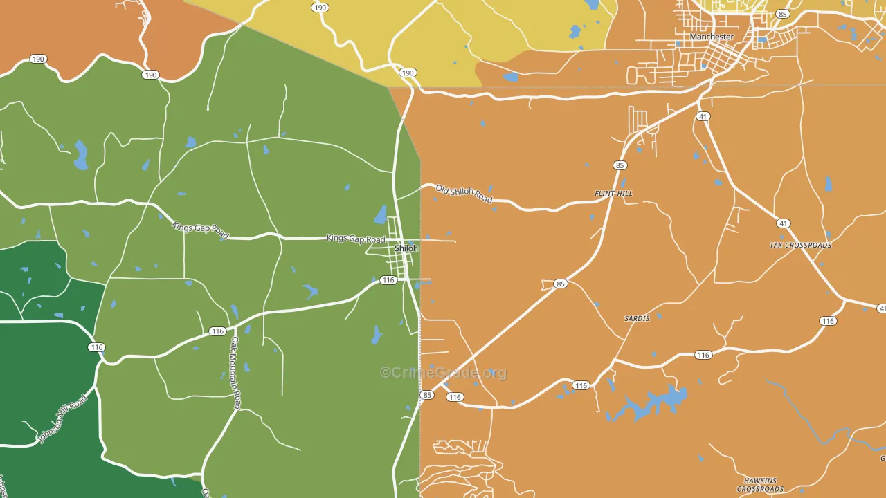 Shiloh, GA Map of Murder Rates