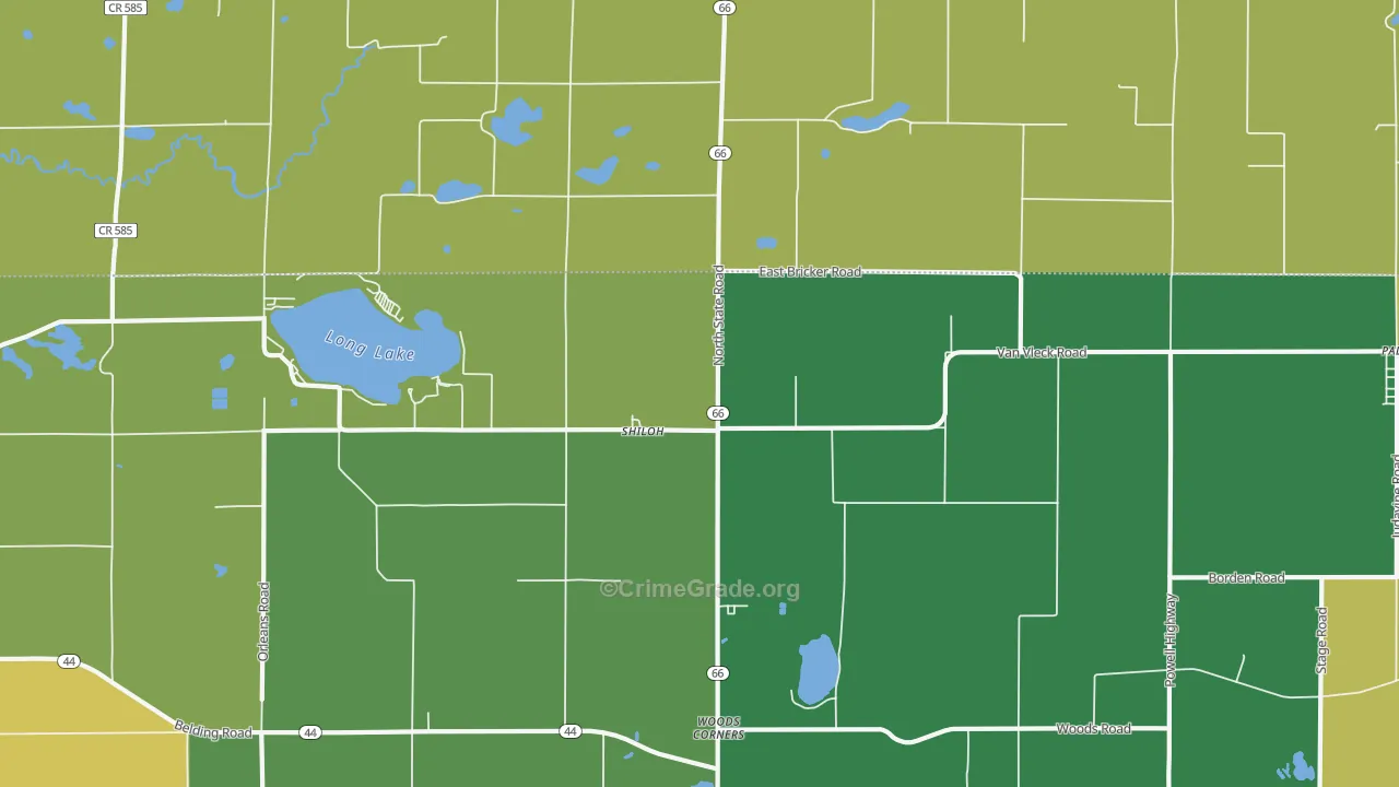Shiloh, MI Map of Murder Rates