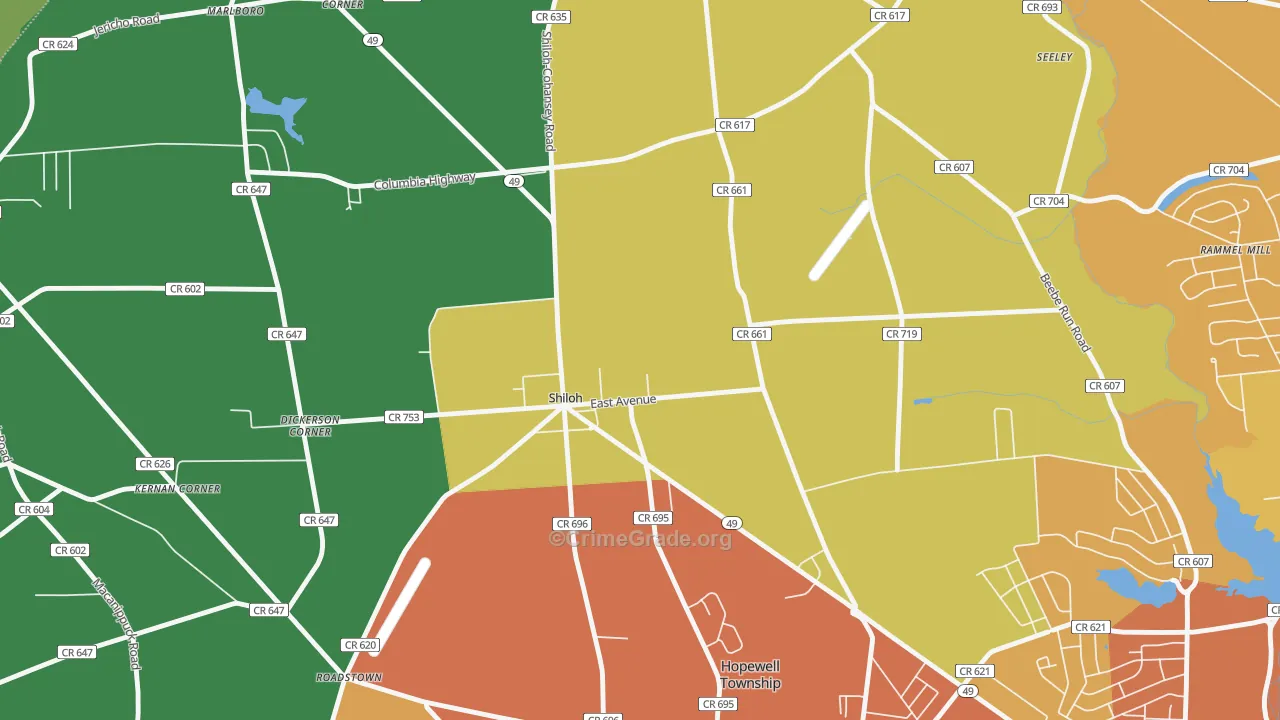 Shiloh, NJ Map of Murder Rates