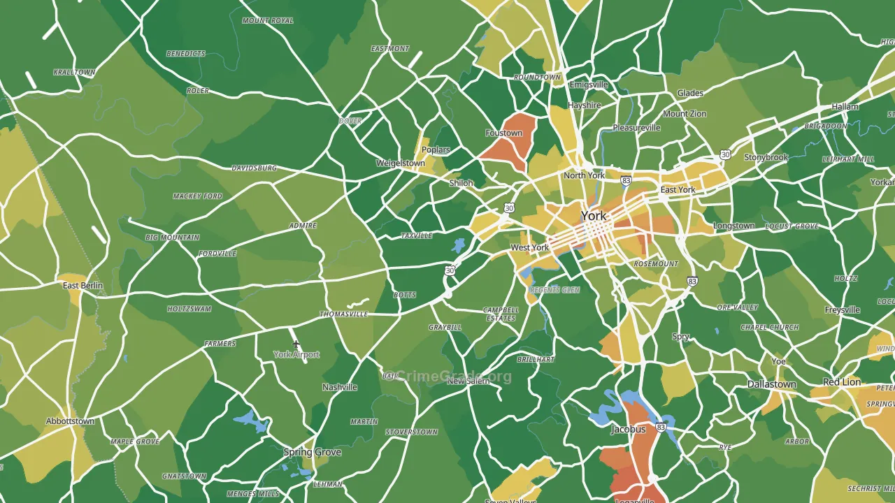 Shiloh, PA Map of Murder Rates