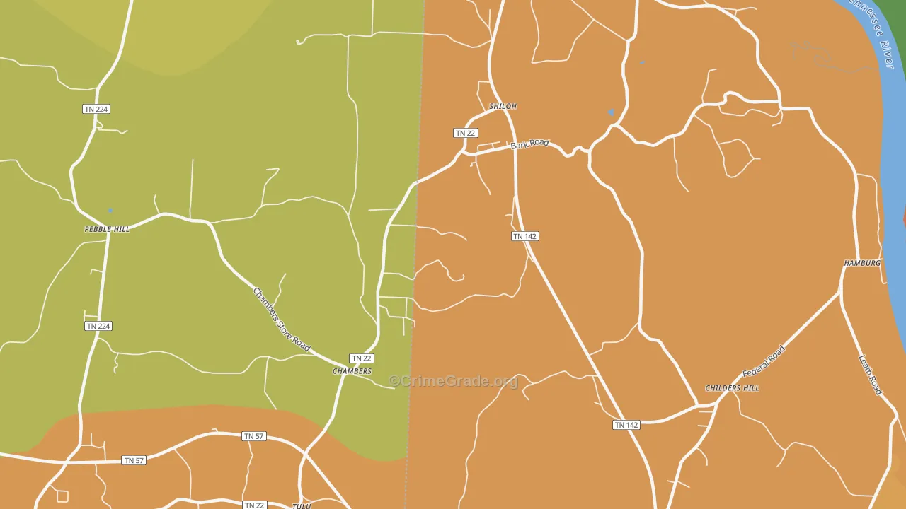 Shiloh, TN Map of Murder Rates