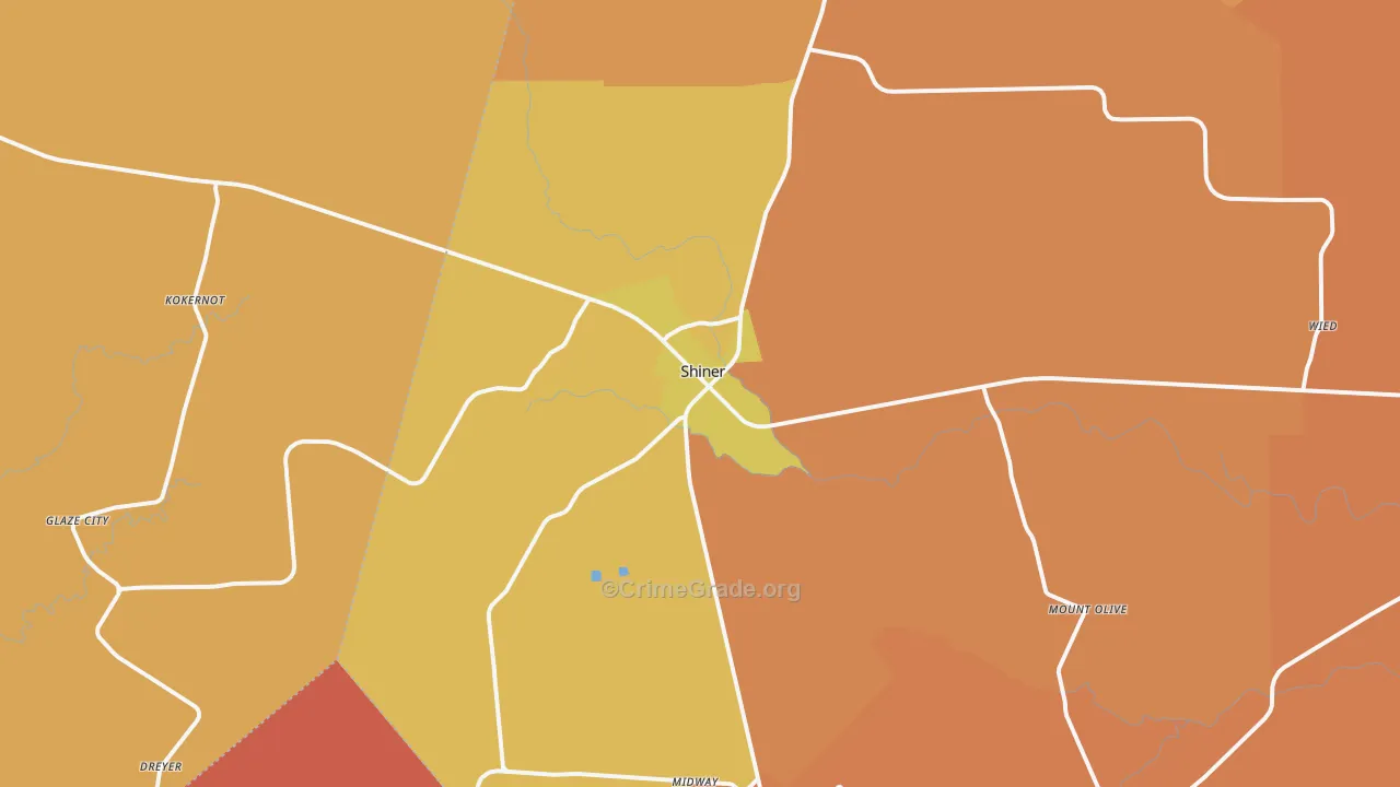 Shiner, TX Map of Murder Rates