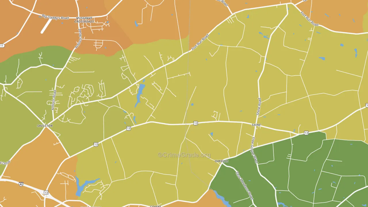 Shines Crossroads, NC Map of Murder Rates