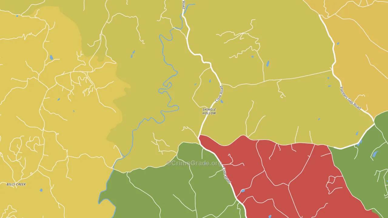 Shingle Hollow, NC Map of Murder Rates