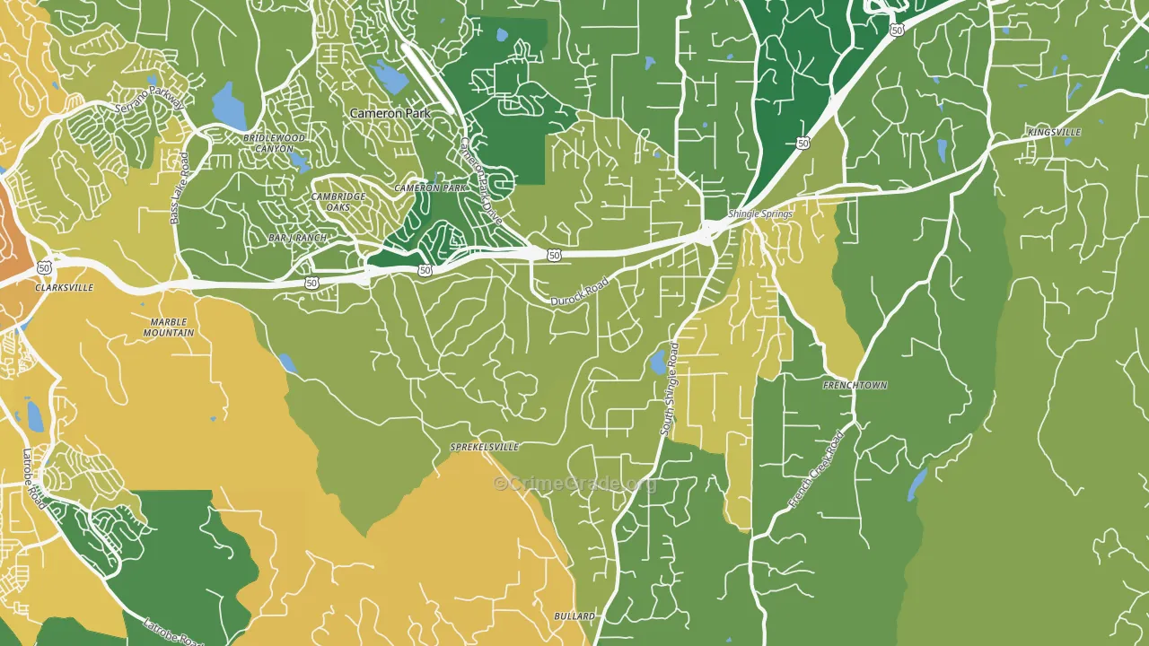 Shingle Springs, CA Map of Murder Rates