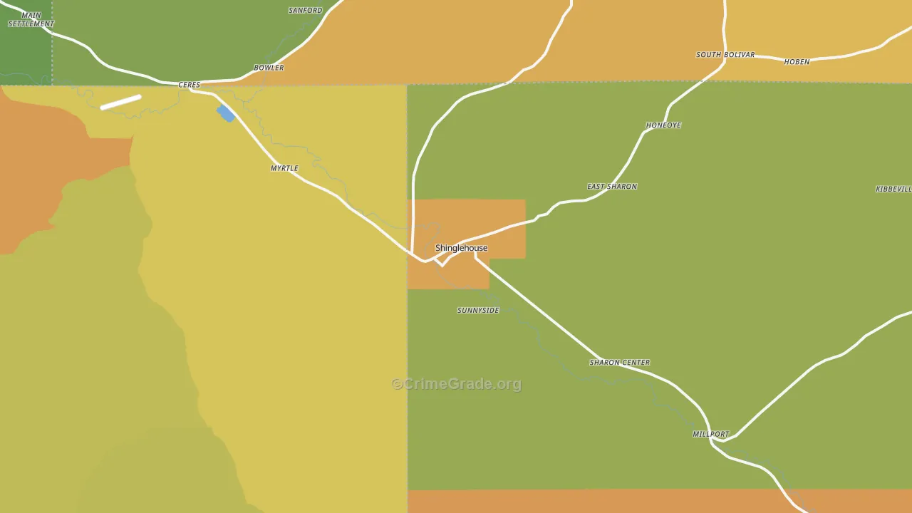 Shinglehouse, PA Map of Murder Rates