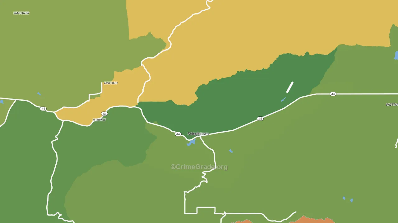 Shingletown, CA Map of Murder Rates