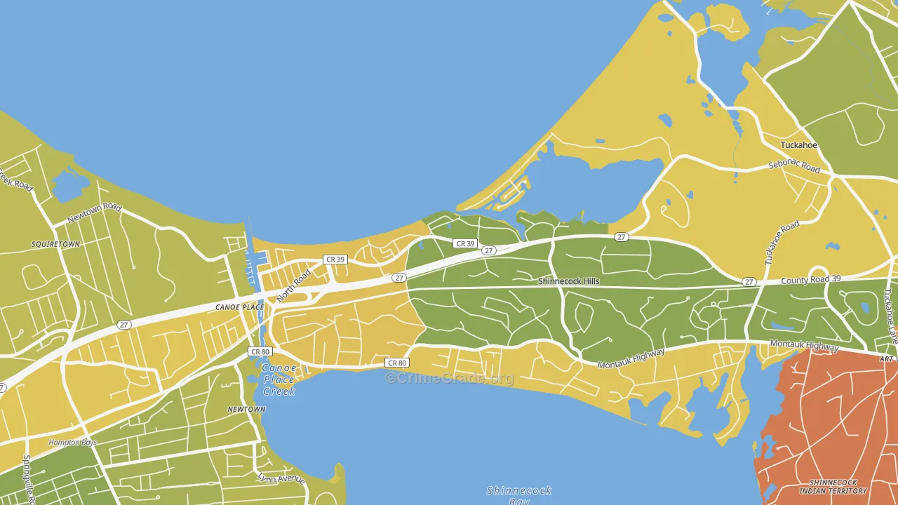 Shinnecock Hills, NY Map of Murder Rates