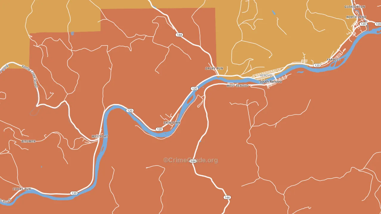 Shintown, PA Map of Murder Rates