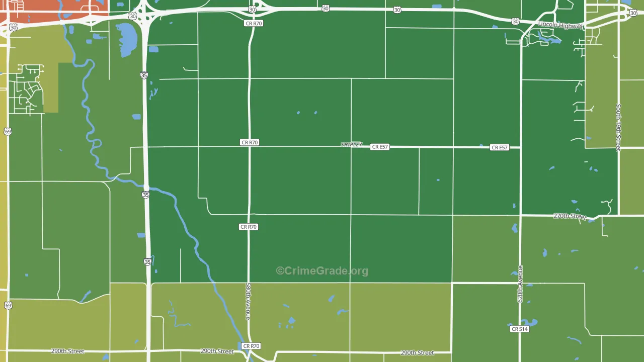 Shipley, IA Map of Murder Rates