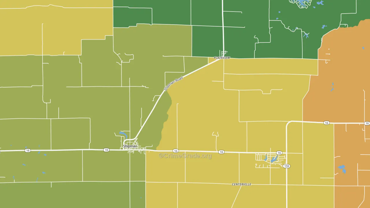 Shipman, IL Map of Murder Rates