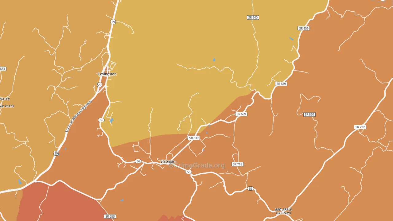 Shipman, VA Map of Murder Rates