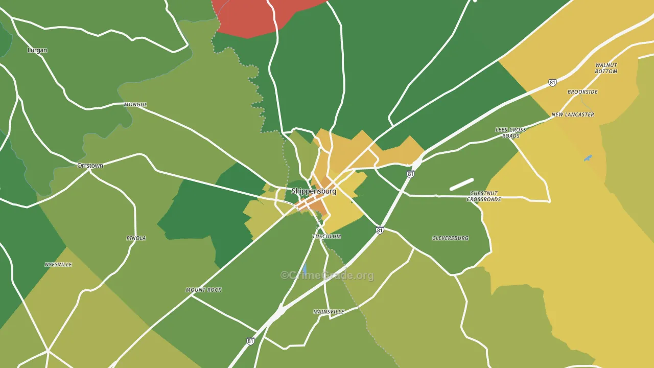 Shippensburg, PA Map of Murder Rates