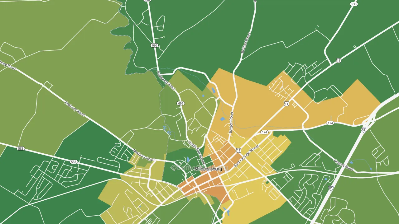Shippensburg University, PA Map of Murder Rates
