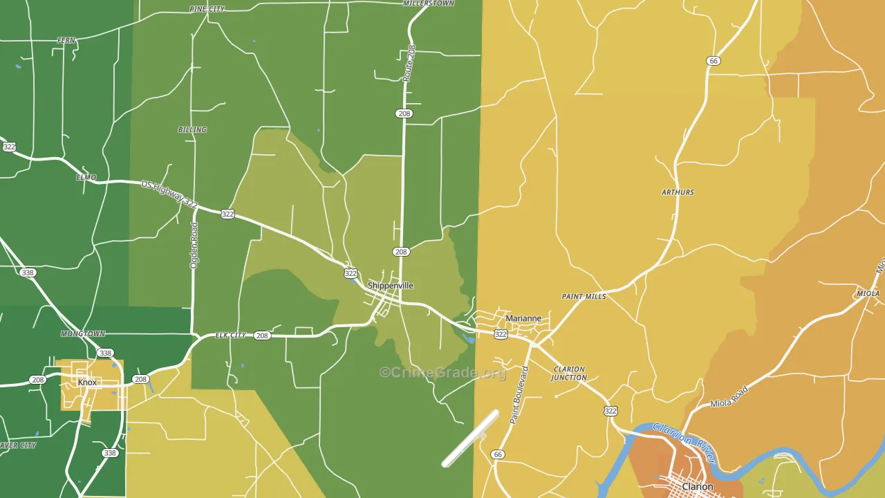 Shippenville, PA Map of Murder Rates