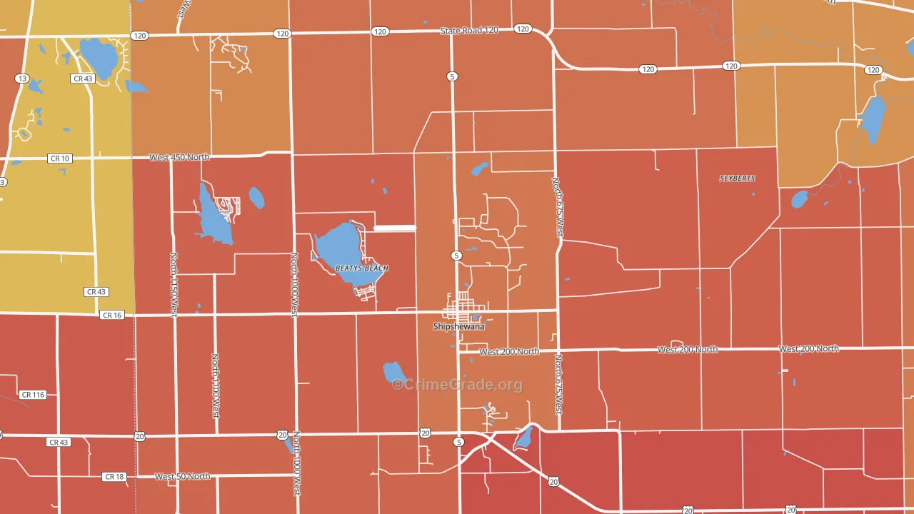 Shipshewana, IN Map of Murder Rates