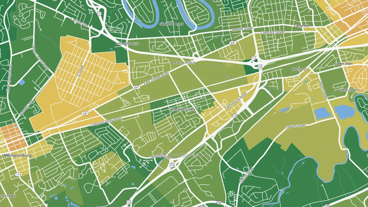 Shiremanstown, PA Map of Murder Rates