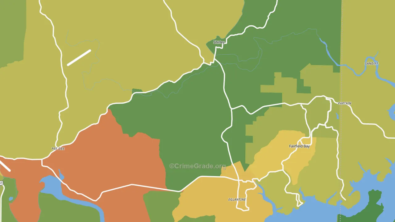 Shirley, AR Map of Murder Rates
