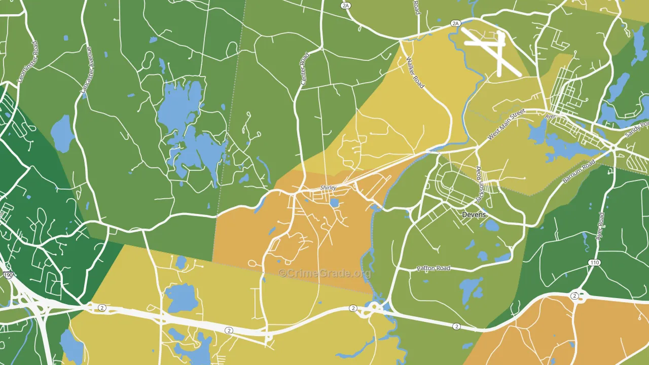 Shirley, MA Map of Murder Rates
