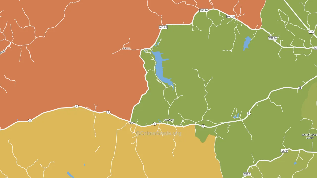 Shirley, MO Map of Murder Rates