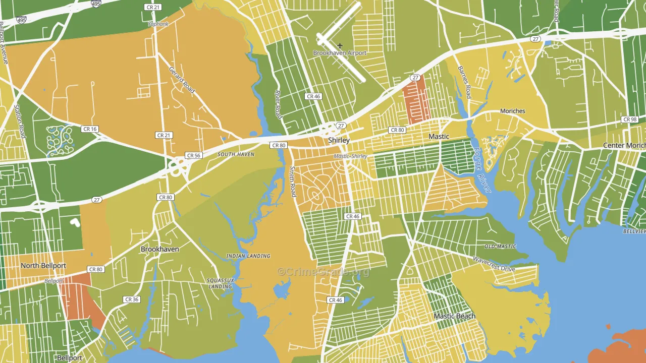Shirley, NY Map of Murder Rates