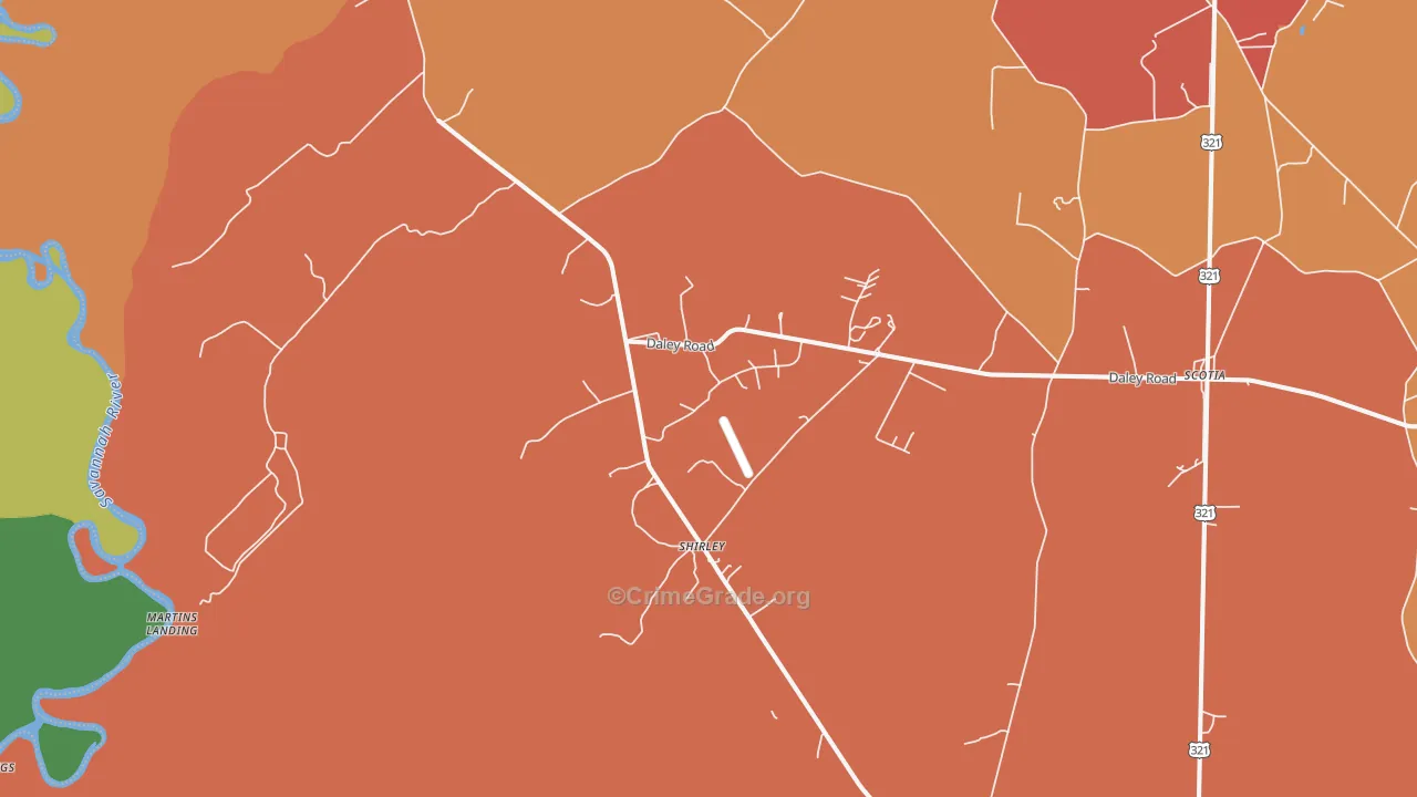 Shirley, SC Map of Murder Rates