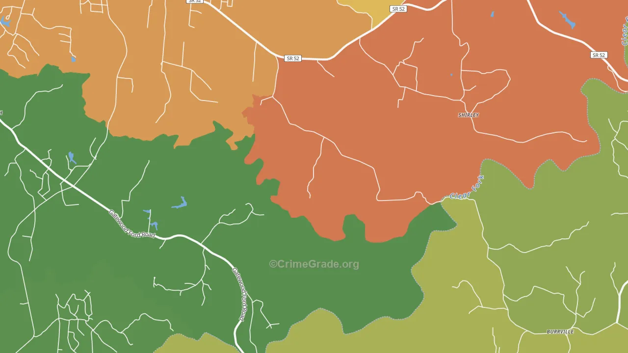 Shirley, TN Map of Murder Rates