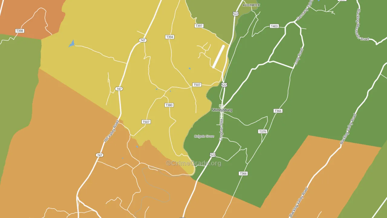 Shirleysburg, PA Map of Murder Rates