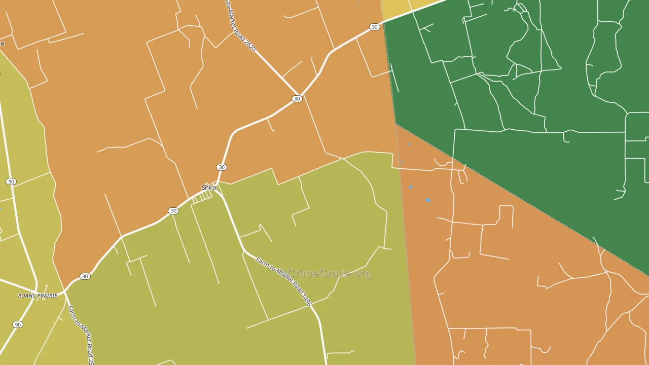 Shiro, TX Map of Murder Rates