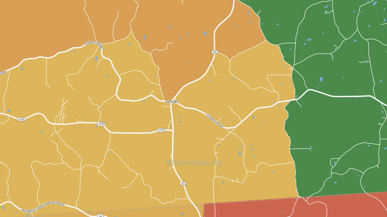 Shivers, MS Map of Murder Rates